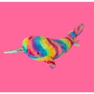 Douglas Rainbow Narwhal 19" Plush Stuffed Animal Neon Pillow Whale Nursery Gift